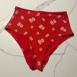 Aerie Red Floral Bikini Bottom